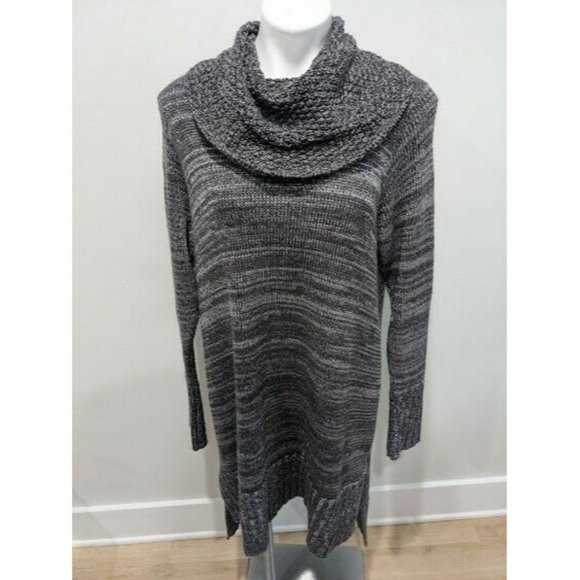 Sympli Womens Size Large Sweater Dress Pullover Gray Cowl Neck Side Slits Canada - Picture 2 of 10